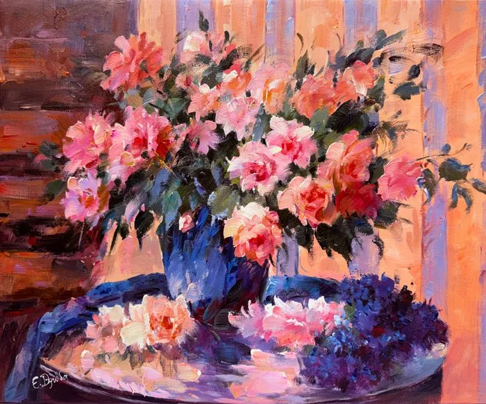 Ekaterina Dzuba (1982) - Roses au Soleil – Harmonie Impressionniste