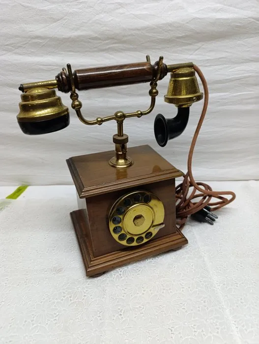 Analogue telephone - Wood, Brass - Retro phone