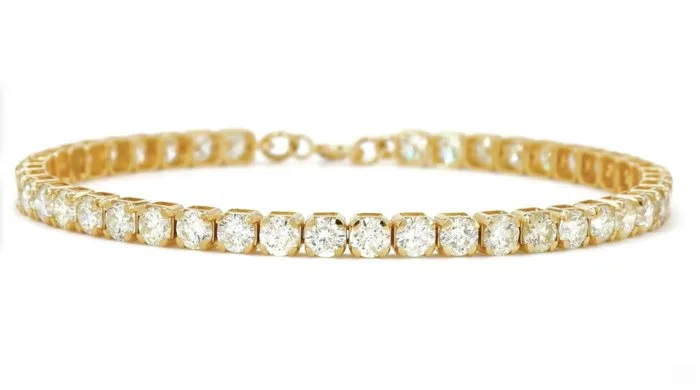 Bracelet - 14 kt. Yellow gold - 6.18ct. tw. Diamond (Natural) - Tennis Bracelet