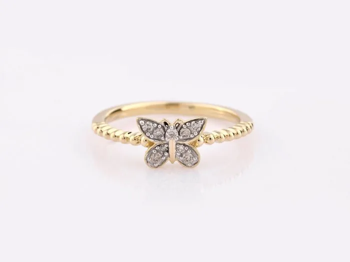 Ring - 14 kt. Yellow gold - 0.09ct. tw. Diamond (Natural)