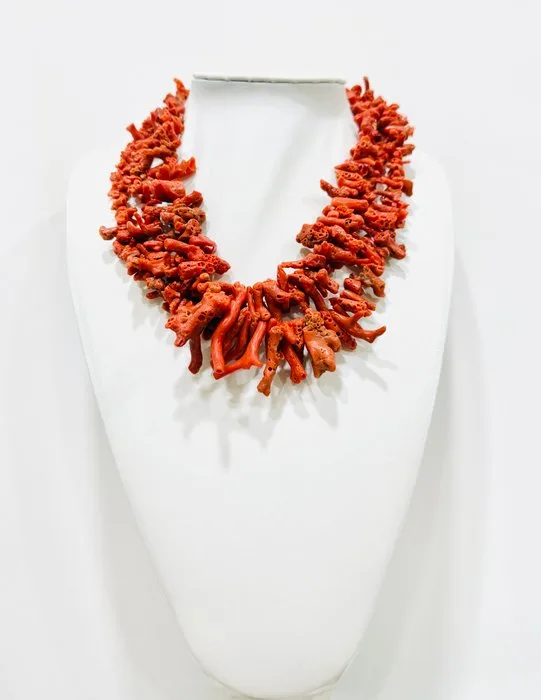 Coral - Silver - Necklace