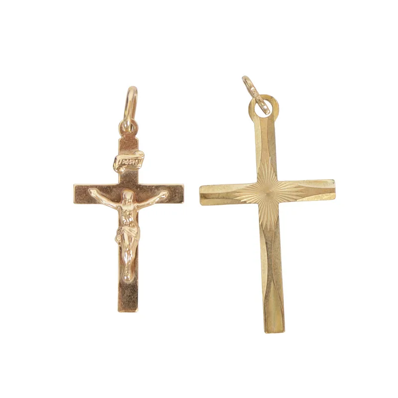 Two 9 Carat Gold Cross Pendants (2)