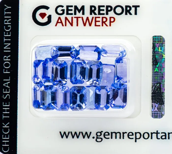 19 pcs Tanzanite - 9.73 ct - Gem Report Antwerp (GRA) - Violetish Blue/Violet