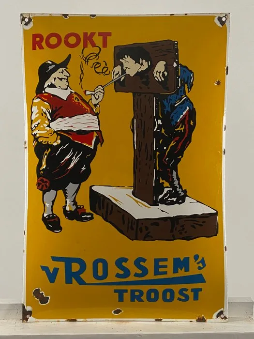 VAN ROSSEM'S TROOST - Advertising sign - 60x40cm - Made of thick steel sheet and enamel