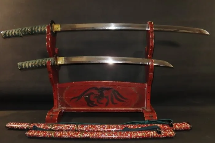 Sword - Tamahagane - A7-130 Daisho Katana & Wakizashi w/Daisho Koshirae : Kanesada - Japan - Edo Period (1600-1868)