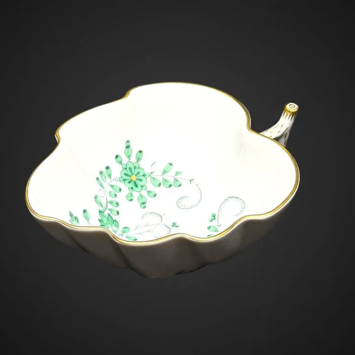 Meissen - Porringer - Porcelain - Green Indian flower