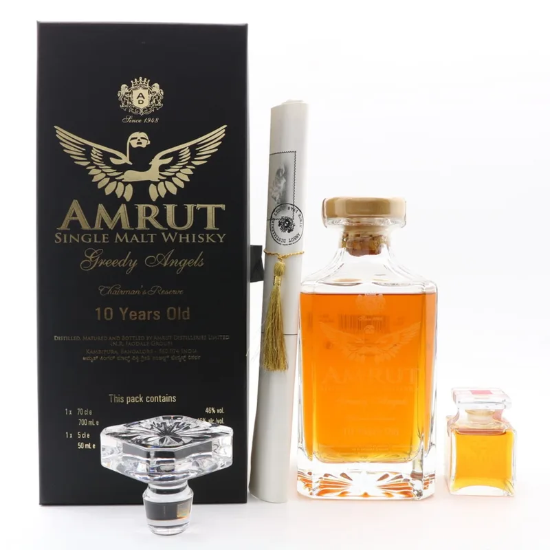 Amrut – 10 Year Old Chairman’s Reserve ‘Greedy Angels’ With Cask Sample (5cl, 71%)