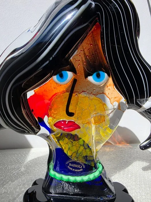 Mario Badioli - Mario Badioli - Sculpture, I Volti - 27 cm - Murano glass - 1990