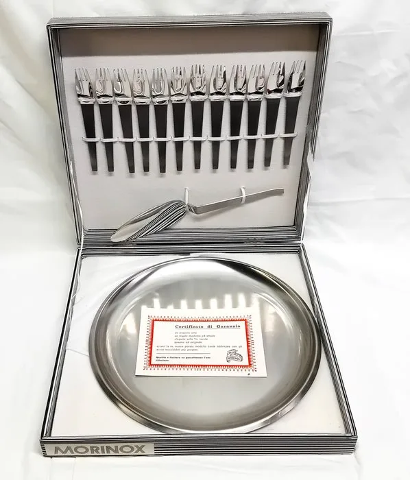 Carl Auböck per Morinox, Italia, 1956. - Dessert service (14) - Minimalista - Steel