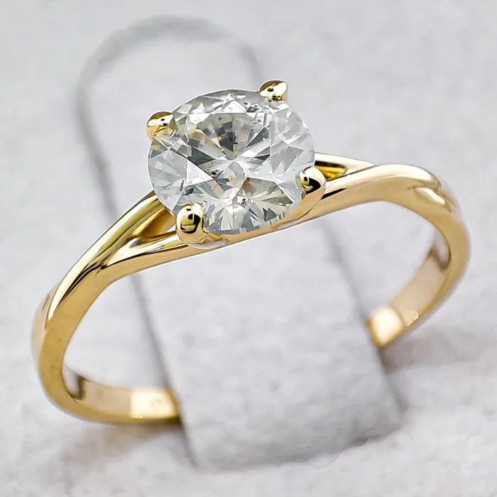 Ring - 14 kt. Yellow gold, I/SI - 1.00ct. tw. Diamond (Natural)
