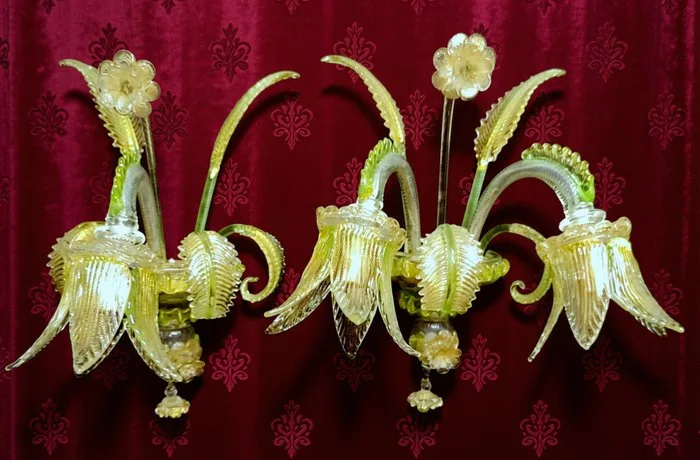 Wall sconce (2) - Murano - Rich inclusions in gold