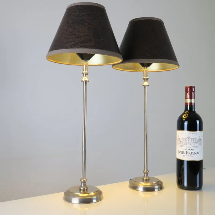 Table lamp (2) - Pair of tall Ranke table lamps - Empire style - Silver plated brass