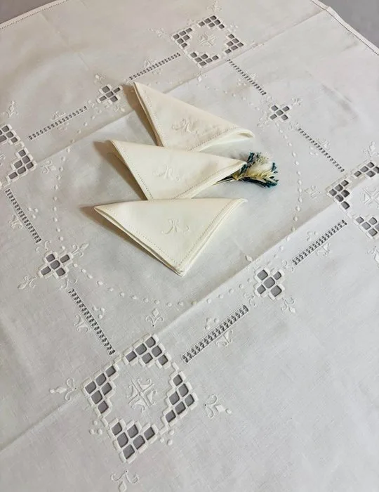 Centrepiece (7) - Linen, Cotton - Italian Vintage Placemat
