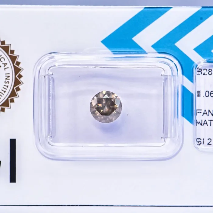 1 pcs Diamond (Natural coloured) - 1.06 ct - Round - Fancy deep Grey, Greenish Yellow - SI2 - International Gemological Institute (IGI) - VG VG