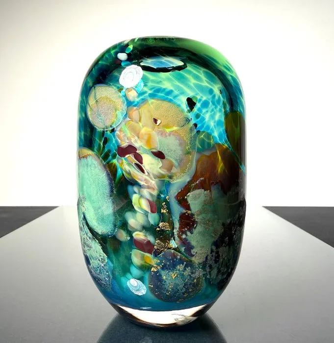 Maxence Parot - Vase - Unique vase in gold and silver colors. - Glass