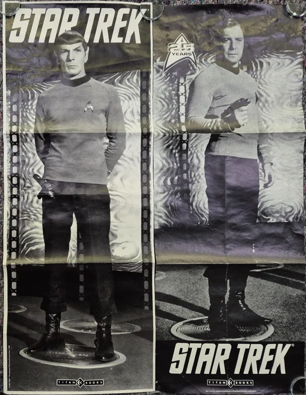Pair of rare Star Trek/Titan Books monochrome advertising posters, from 1989
