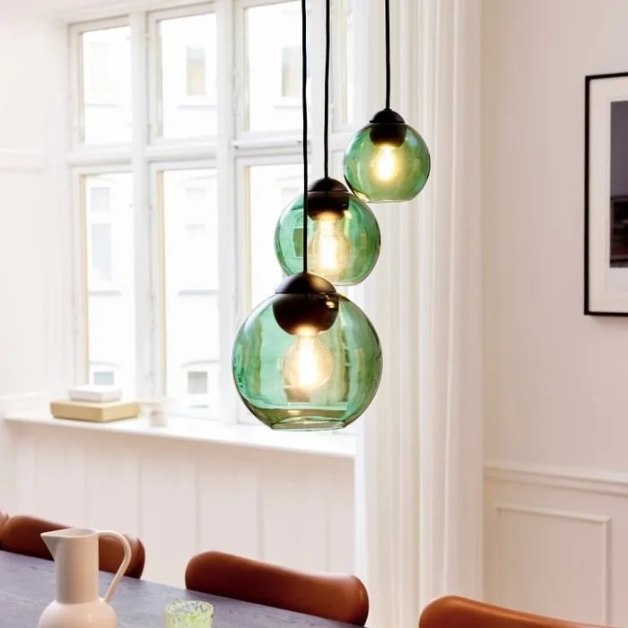 Halo Design - Emanuele Patton & Michael Waltersdorff - Hanging lamp (2) - Bubbles Pendant Ø24 cm Green - Metal, Glass - 2 items