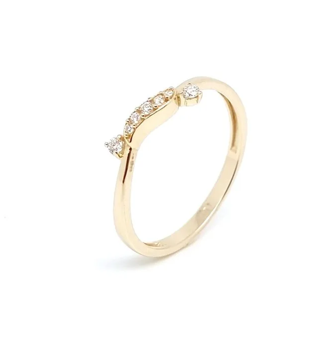 Ring - 14 kt. Yellow gold - 0.16ct. tw. Diamond (Natural) - 1.058