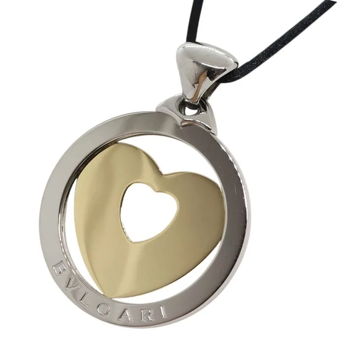 Bvlgari - Pendant - Tondo Heart Pendant - 18 kt. Yellow gold, Steel - Large size