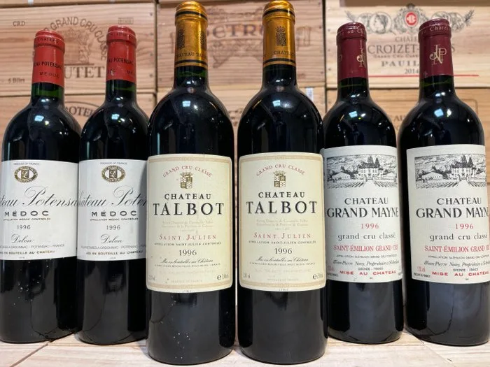 1996 x2 Château Talbot, 1996 x2 Château Grand Mayne & 1996 x2 Château Potensac. - Bordeaux - 6 Bottles (0.75L)