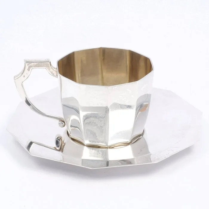Delheid Frères - Art-Deco - Cup and saucer (2) -.800 silver