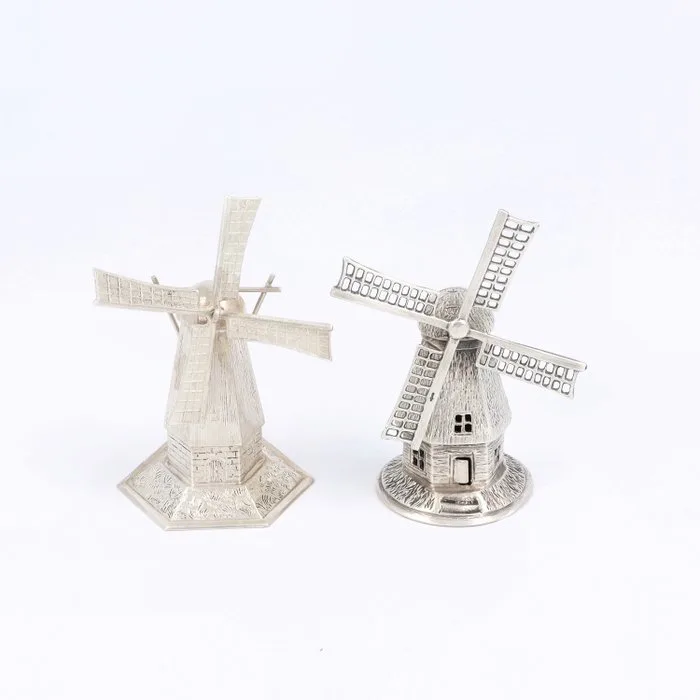 J. Niekerk. Molens. - Figurine (2) -.835 silver
