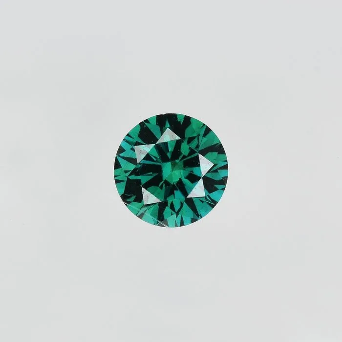 1 pcs Diamond (Colour-treated) - 0.41 ct - Round - Fancy deep Bluish Green - SI1 - Antwerp Laboratory for Gemstone Testing (ALGT)