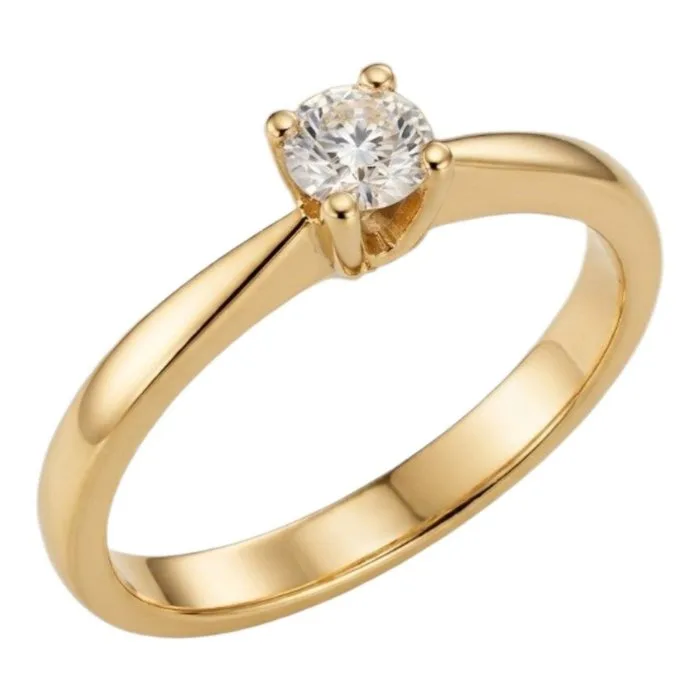Ring - 18 kt. Yellow gold - 0.20ct. tw. Diamond (Natural)