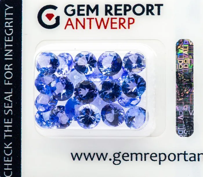 22 pcs Tanzanite - 9.64 ct - Gem Report Antwerp (GRA) - Violetish Blue/Violet