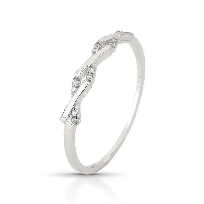 Ring - 14 kt. White gold - 0.12ct. tw. Diamond (Natural) - A008