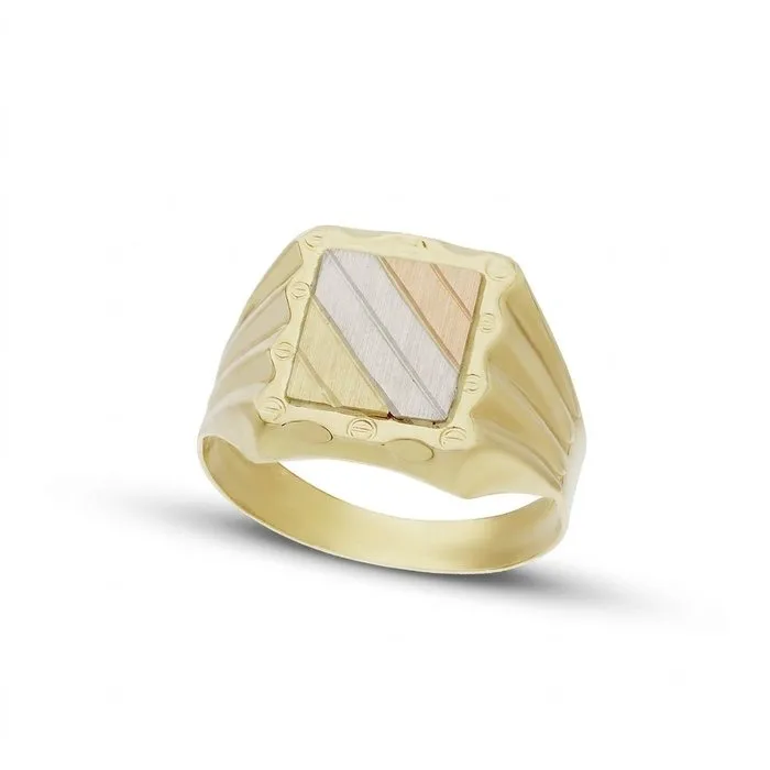 Ring - 18 kt. Yellow gold, White gold, Rose gold - Rectangular shield 5.2 g