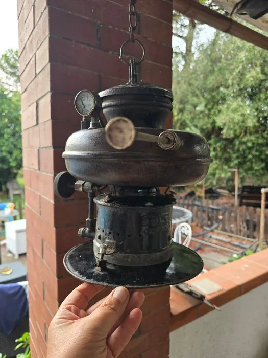Hanging Pressure Lamp /Solex - Rara Solex made in Italy - Lamp - Steel, Brass - upside-down pressure