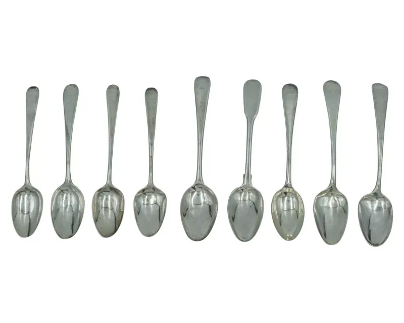 A harlequin collection of Georgian silver teaspoons