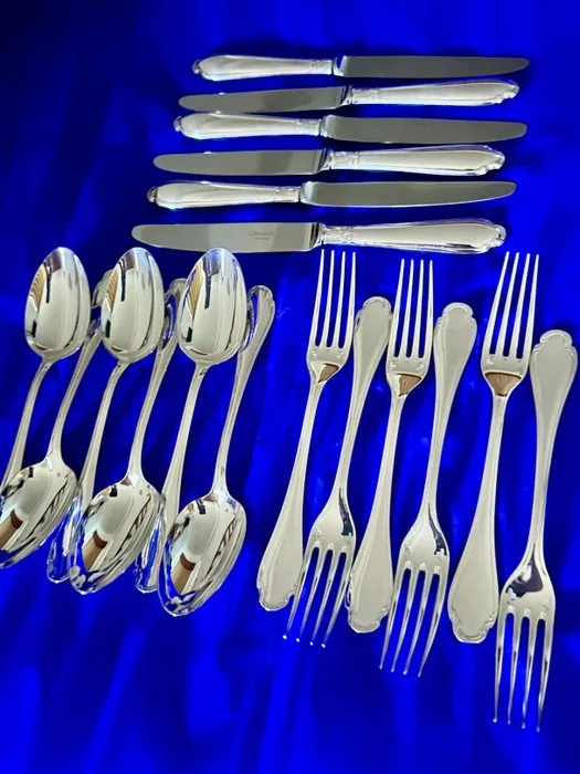 Christofle - Cutlery set (18) - Pompadour - Silverplated - Cutlery for appetizers