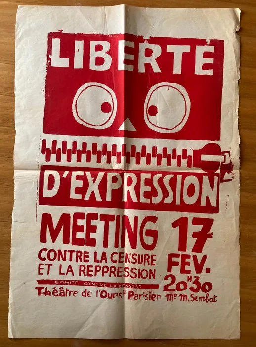 Anonymous - Manifesto storico - Manifesto Storico "Liberté d'Expression" - ("Contre la censure et la répression") organizzato dal - 1960s