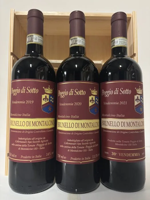 2019, 2020, 2021 Poggio di Sotto - Brunello di Montalcino DOCG - 3 Bottles (0.75L)