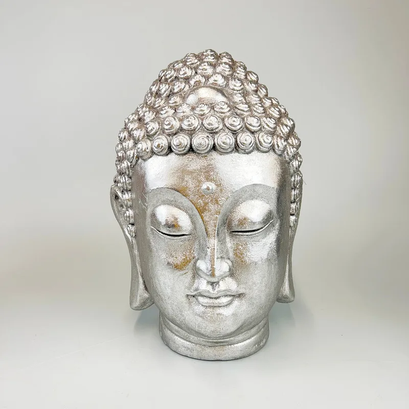 Silvered Composition Buddha Head