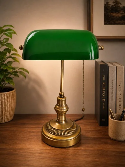 Banker table lamp - Gilt brass - banker