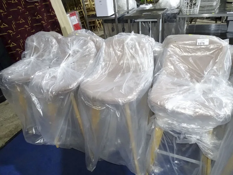 4x wooden framed upholstered Bar stools by Orangebox type Cubb, (retail price £763 each when new)
