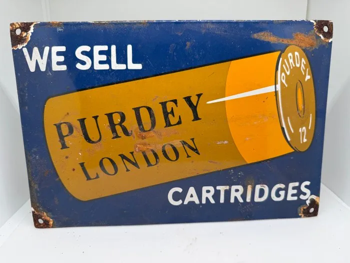 Purdey - Purdey London cartridges - Enamel sign - Enamel, Metal