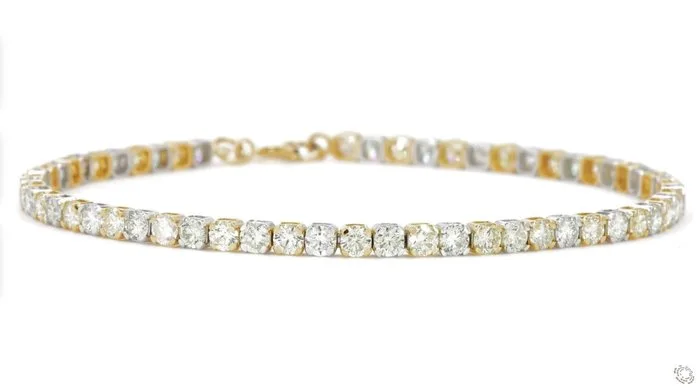 Bracelet - 14 kt. White gold, Yellow gold - 2.52ct. tw. Diamond (Natural) - Two Tone Tennis Bracelet