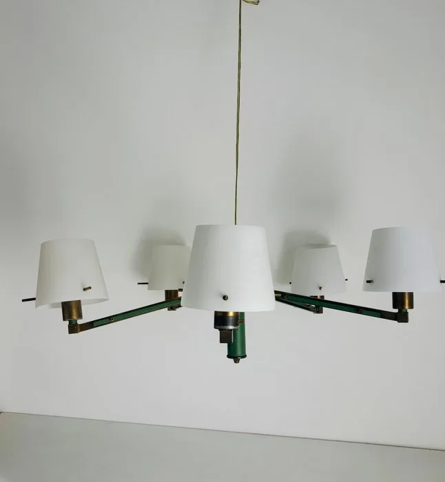Hanging lamp - Brass, Glass - Ceiling light, Italy