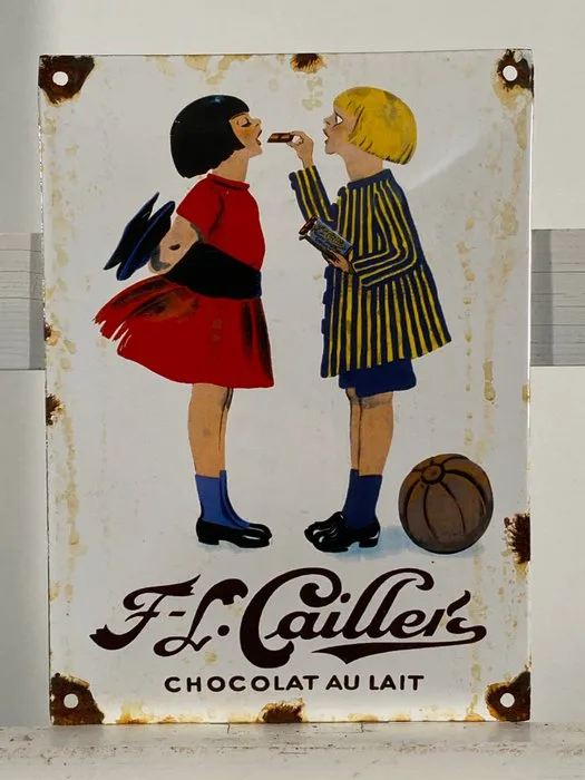 CAILLER - Enamel plate - 22x16cm - Made of thick steel sheet and enamel