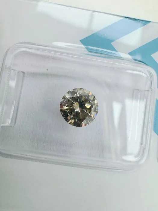 1 pcs Diamond (Natural coloured) - 1.02 ct - Round - Fancy Greyish, Brownish, Yellow - SI1 - International Gemological Institute (IGI)