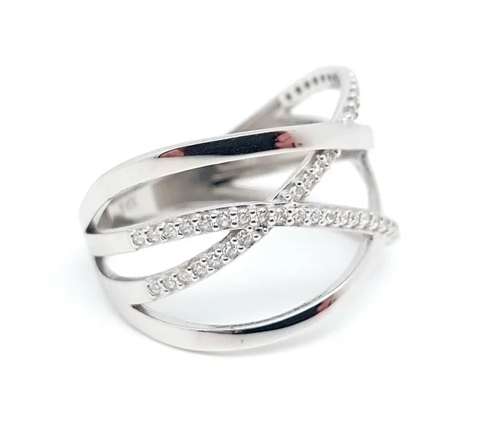 Ring - 14 kt. White gold - 0.67ct. tw. Diamond (Natural) - 1.038