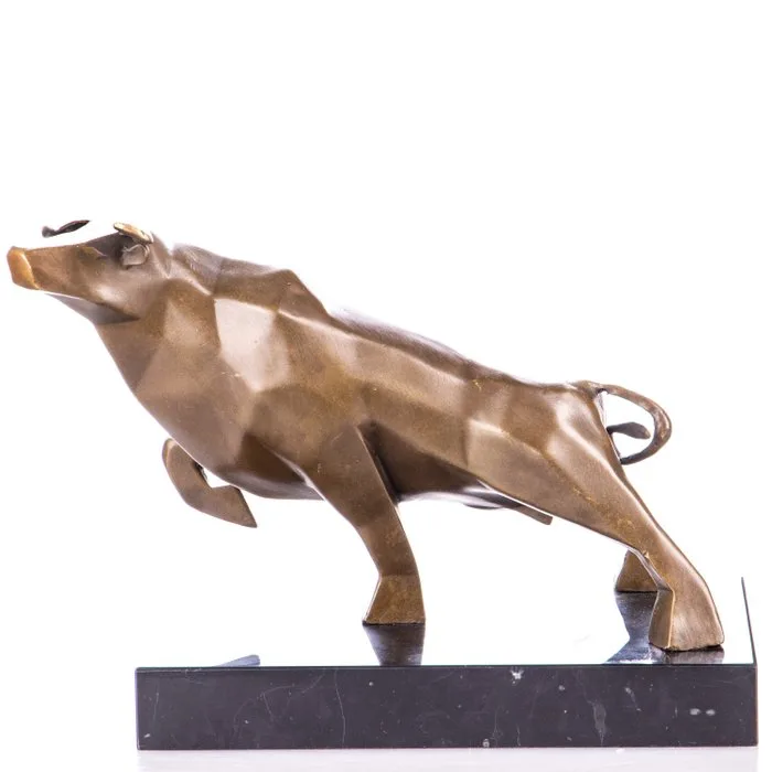 Figure - Moderne Bronzefigur „Stier“ – Kraftvolle Skulptur im zeitlosen Design - Bronze, Marble