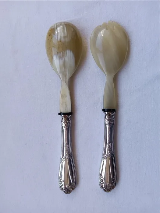 Rino Greggio argenteria - Salad servers (2) -.800 silver - 1990-2000 - Greggio, Italian Silver