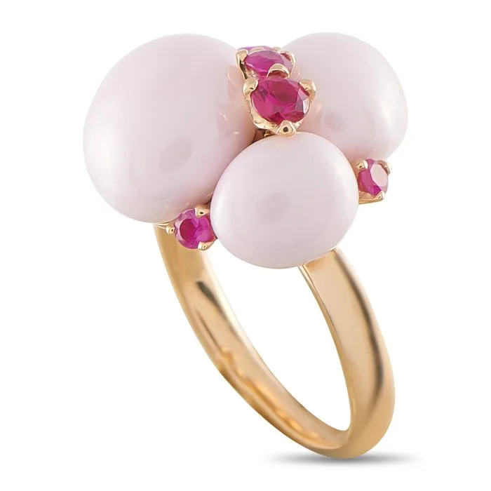Pomellato - Ring - 18 kt. Yellow gold, POMELLATO Capri 18K Rose Gold Ruby and Ceramic Ring