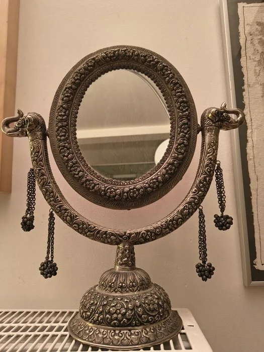 Antiker Indischer Spiegel mit Elefanten - Andere - Mirror - Ander - Antique table mirror