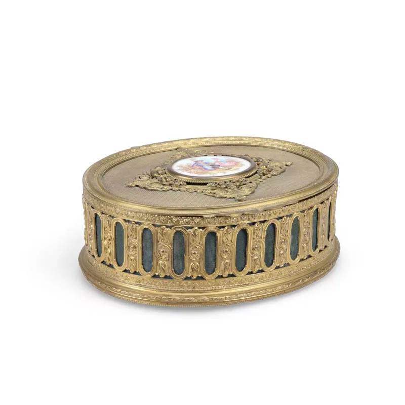 A French Gilt Metal Casket late 19th Century, of oval form